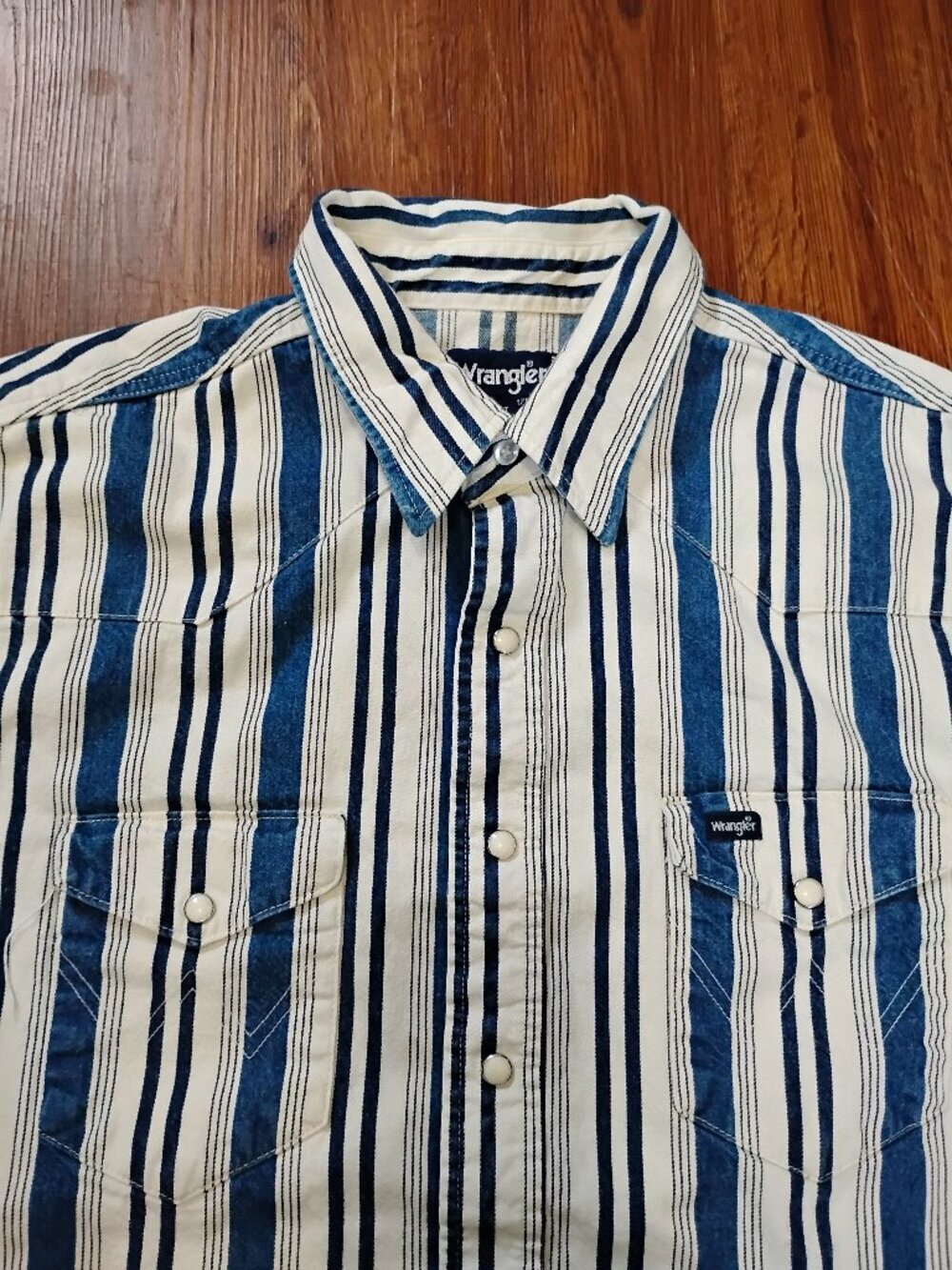 Vintage Wrangler Brushpopper Stripe Western Pearl Snap Shirt